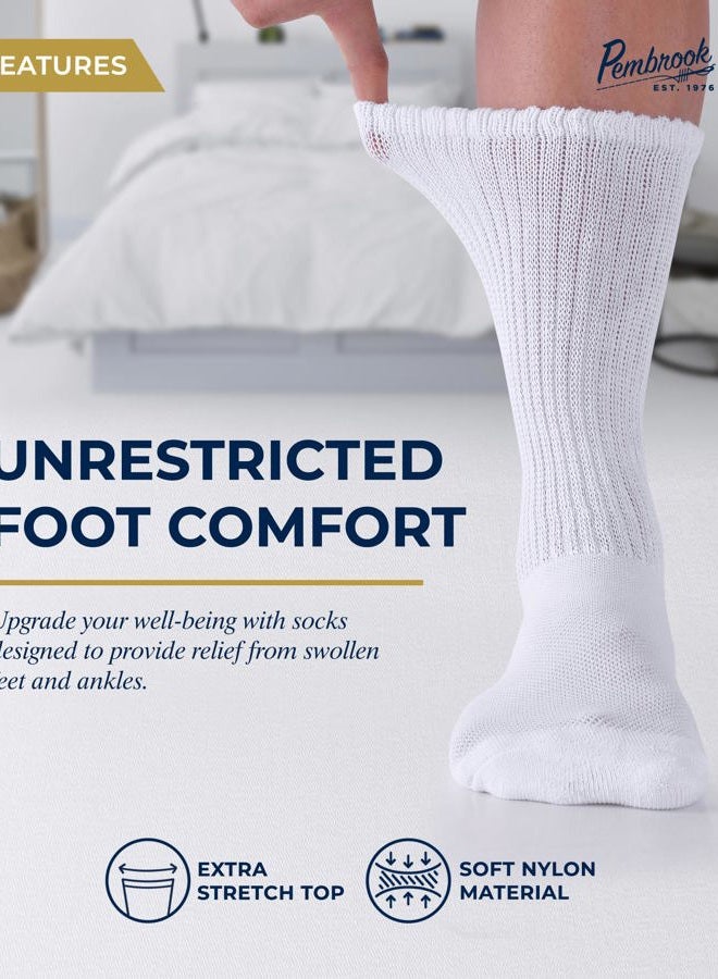 Pembrook Diabetic Socks for Men and Women - Breathable Non-Binding Neuropathy Socks for Diabetics Men | Non Grip & Grip Socks, White - 6 Pairs, L - Image 2