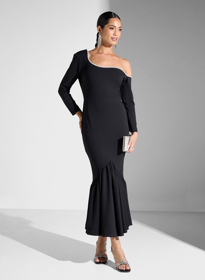 ثريدز باي اجوني فستان أسود غير متماثل - Image 1