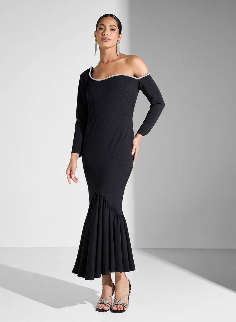 ثريدز باي اجوني فستان أسود غير متماثل - Image 4