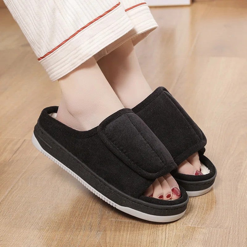 Y&D Adjustable for Velcro Linen for Slippers Breathable Large Size Home Shoes for Men Women Non-Slip Outer Wear for Elderly Export - Image 1