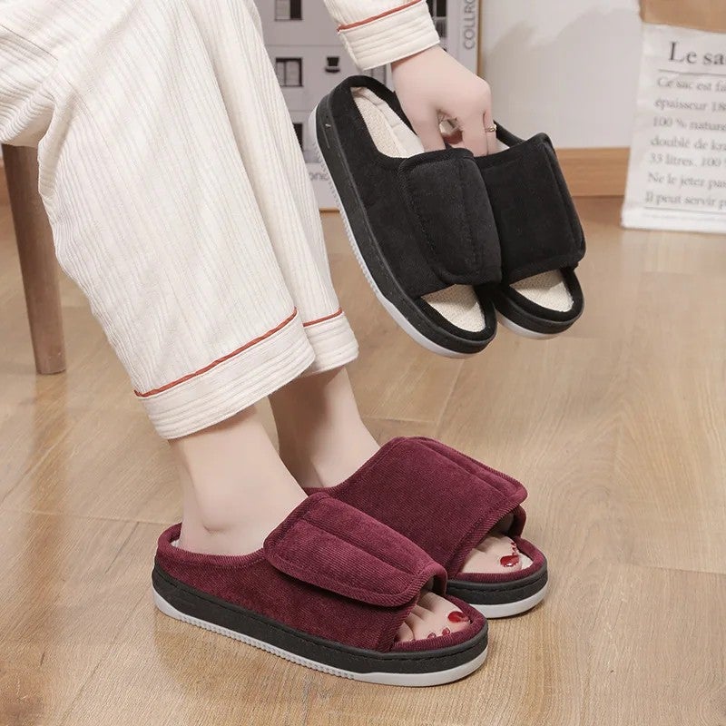 Y&D Adjustable for Velcro Linen for Slippers Breathable Large Size Home Shoes for Men Women Non-Slip Outer Wear for Elderly Export - Image 3