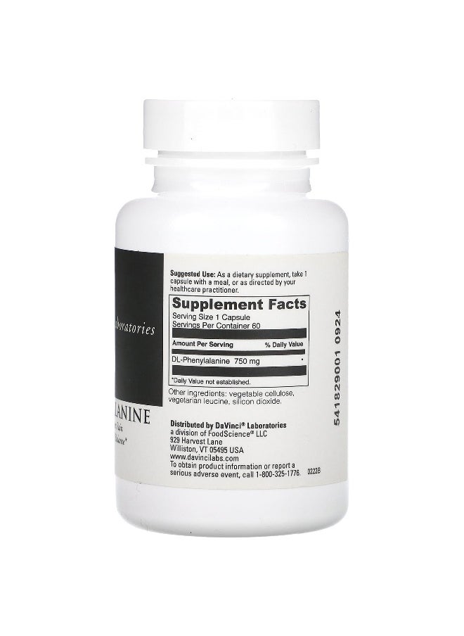 DaVinci Laboratories DaVinci Laboratories, DL-Phenylalanine, 750 mg, 60 Capsules  - Image 2