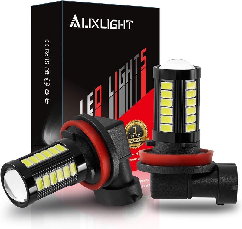 AUXLIGHT H11 H8 H11LL H8LL H16 (Japanese) LED Fog Light Bulbs 6000K Xenon White, Super Bright 2800 Lumens 33-SMD Chips LED Daytime Running Lights DRL Bulbs Replacement for Cars, Trucks (Pack of 2) - Image 1