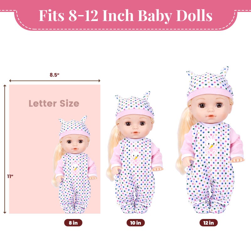 BABESIDE 3 Set Alive Baby Doll Clothes for 8-12 Inch Dolls, Doll Clothes Outfits, Baby Doll Accessories Romper Suit, Coat and Hat for Baby Dolls,Easter Pretend Play Accessories for Kids 3+ - Image 4
