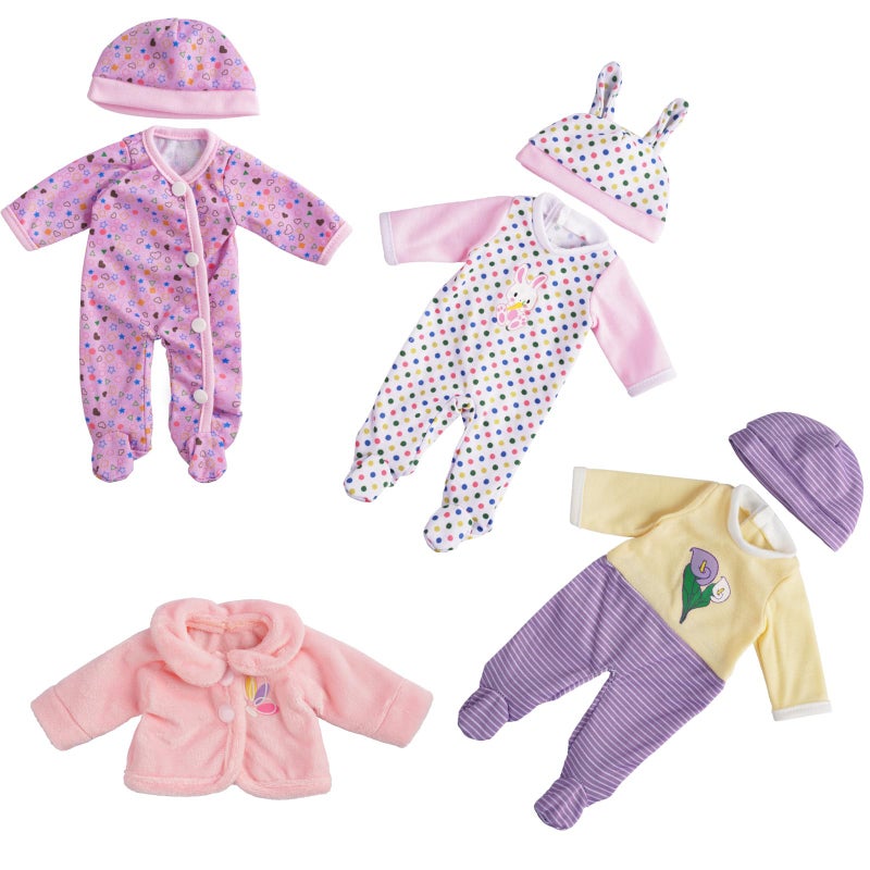 BABESIDE 3 Set Alive Baby Doll Clothes for 8-12 Inch Dolls, Doll Clothes Outfits, Baby Doll Accessories Romper Suit, Coat and Hat for Baby Dolls,Easter Pretend Play Accessories for Kids 3+ - Image 1