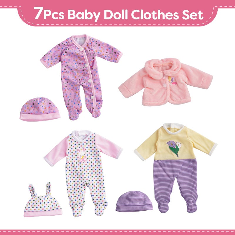 BABESIDE 3 Set Alive Baby Doll Clothes for 8-12 Inch Dolls, Doll Clothes Outfits, Baby Doll Accessories Romper Suit, Coat and Hat for Baby Dolls,Easter Pretend Play Accessories for Kids 3+ - Image 2