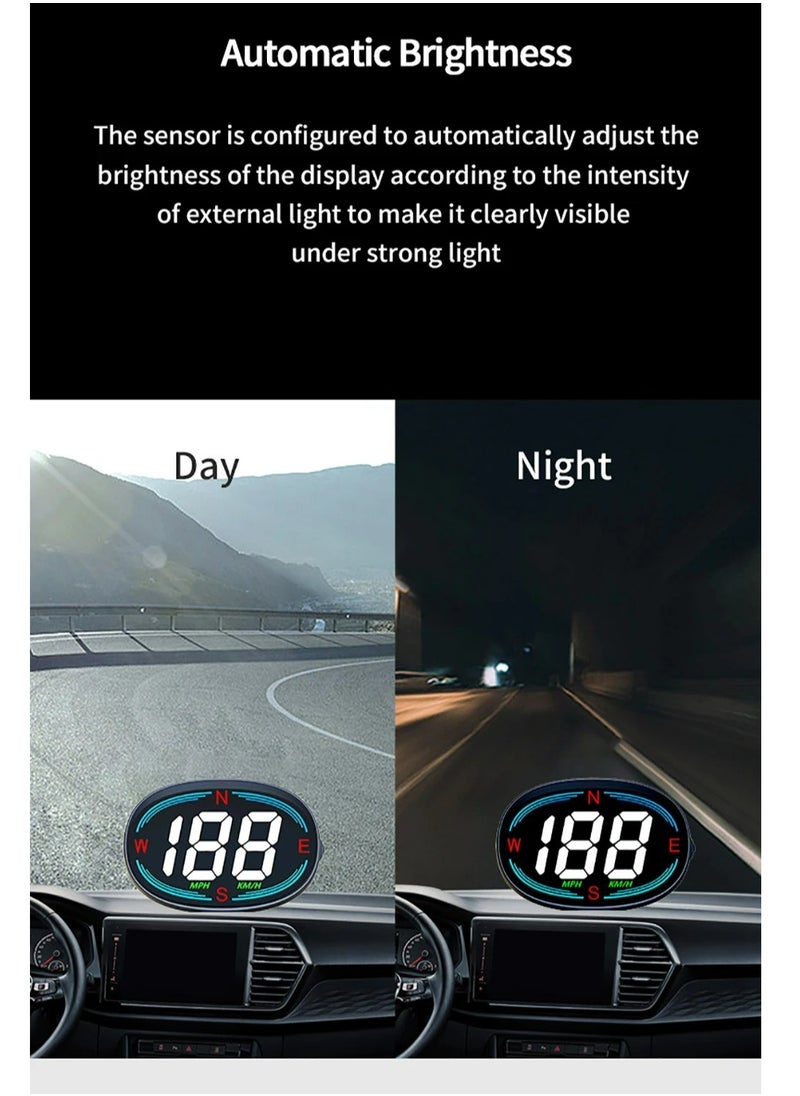 Generic - Car Digital GPS Speedometer HUD Head up Display Electronics Speed Alarm Vehicle Speed Compass Speed Gauge Plug and Play Gadgets For All Cars MPH KMH - Image 1