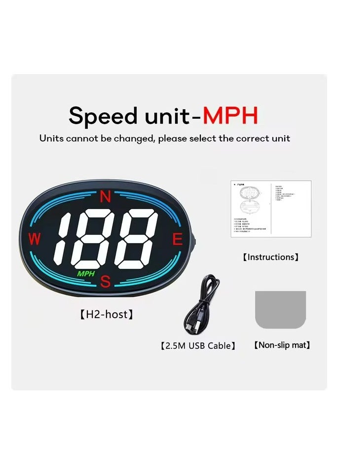 Generic - Car Digital GPS Speedometer HUD Head up Display Electronics Speed Alarm Vehicle Speed Compass Speed Gauge Plug and Play Gadgets For All Cars MPH KMH - Image 1