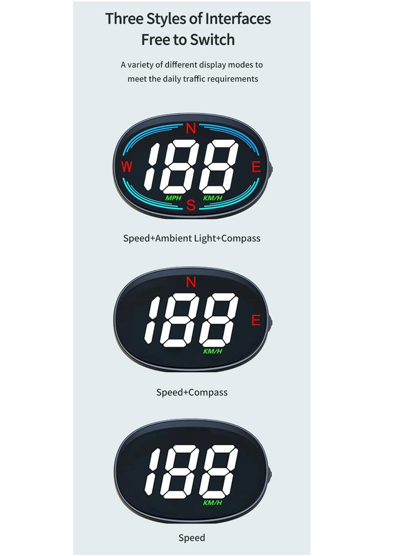 Generic - Car Digital GPS Speedometer HUD Head up Display Electronics Speed Alarm Vehicle Speed Compass Speed Gauge Plug and Play Gadgets For All Cars MPH KMH - Image 1
