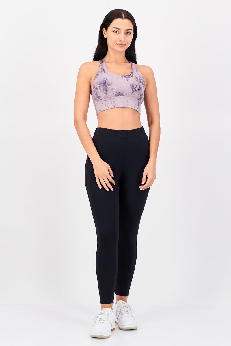 Adidas Women Brand Logo Padded Running Sports Bra, Purple - Image 4