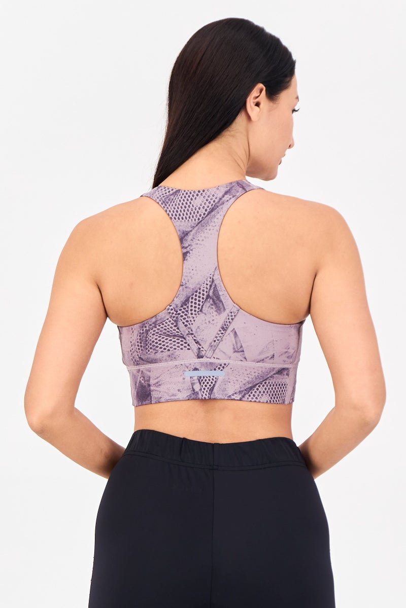 Adidas Women Brand Logo Padded Running Sports Bra, Purple - Image 3