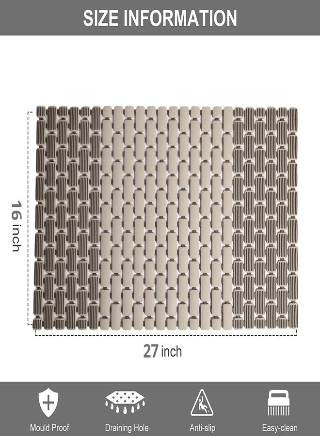JUGTE PVC Shower Mat Anti SlipShower Mat, Bathtub Mat with Suction Cups and Drain Holes, Anti-Skid Plastic PVC Rubber mats for Floor mat (Beige) - Image 4