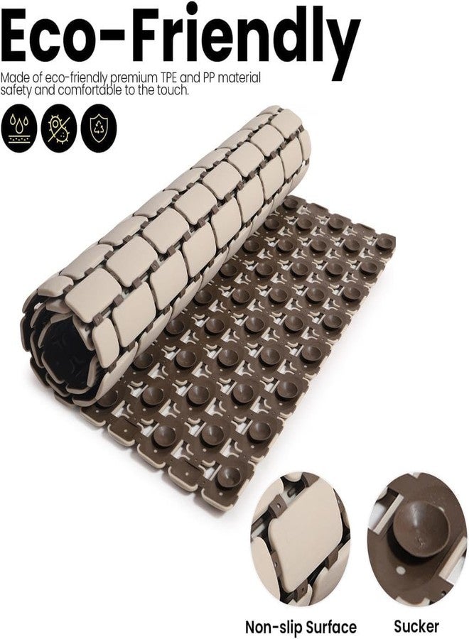 JUGTE PVC Shower Mat Anti SlipShower Mat, Bathtub Mat with Suction Cups and Drain Holes, Anti-Skid Plastic PVC Rubber mats for Floor mat (Beige) - Image 2