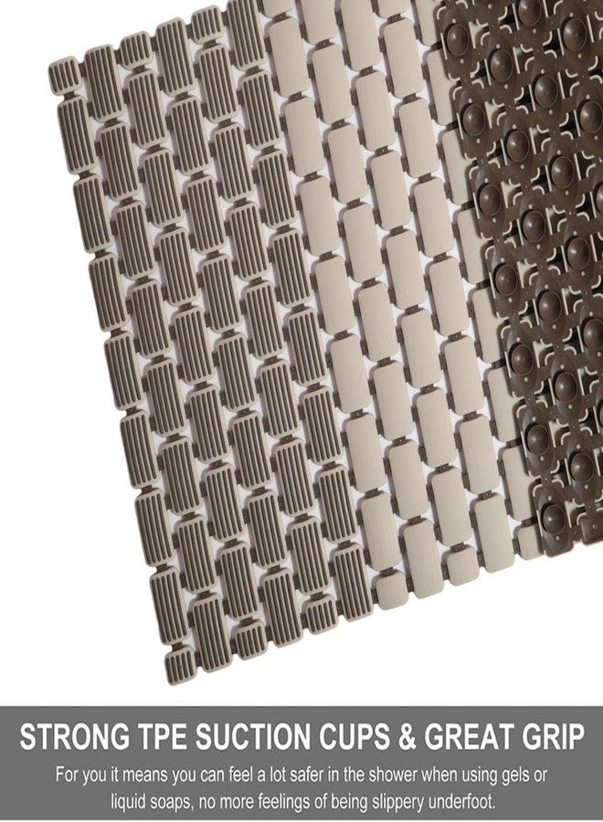 JUGTE PVC Shower Mat Anti SlipShower Mat, Bathtub Mat with Suction Cups and Drain Holes, Anti-Skid Plastic PVC Rubber mats for Floor mat (Beige) - Image 3