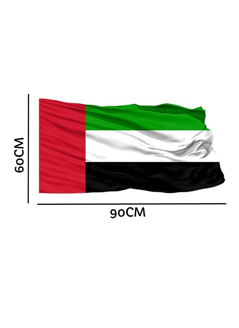Generic - Durable 60x90cm UAE National Flag with 1-Meter Plastic Pole for Indoor Outdoor Building Home and Car Decoration for National Day - Image 1