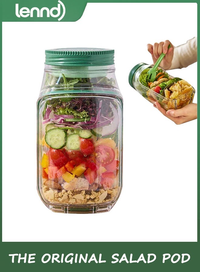 LENND The Original Salad Pod, Salad Pod Jar Side Open, Portable Salad Container, Snack Box with Lid, Suitable for Home, Outdoor, Travel and Party (1 Pcs) - Image 1