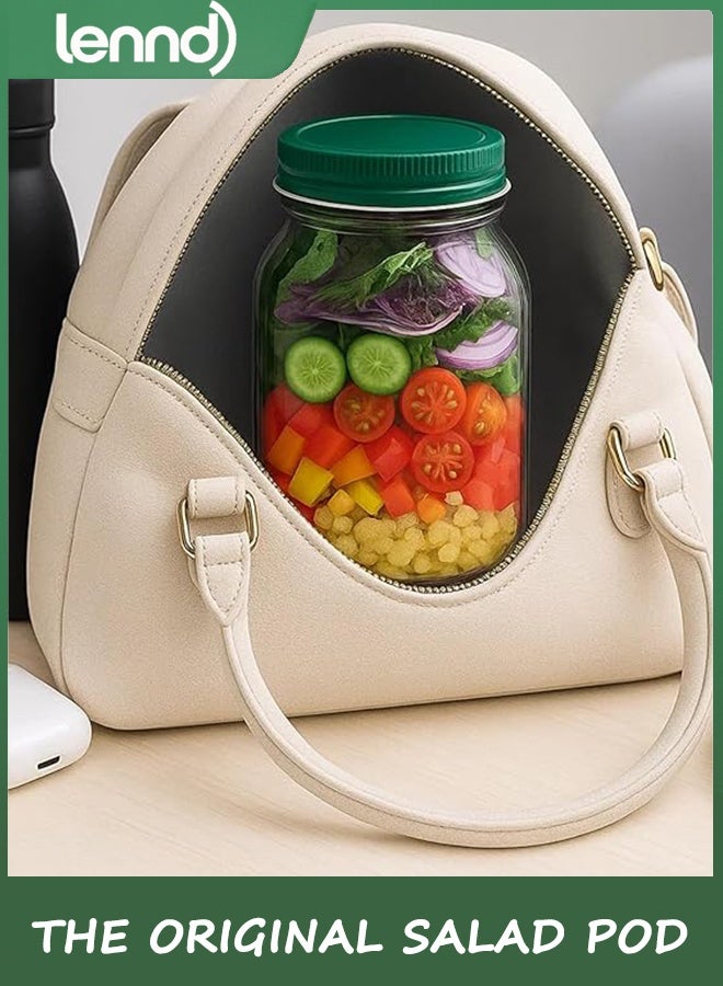 LENND The Original Salad Pod, Salad Pod Jar Side Open, Portable Salad Container, Snack Box with Lid, Suitable for Home, Outdoor, Travel and Party (1 Pcs) - Image 3