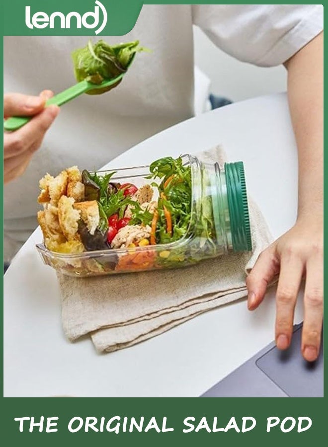 LENND The Original Salad Pod, Salad Pod Jar Side Open, Portable Salad Container, Snack Box with Lid, Suitable for Home, Outdoor, Travel and Party (1 Pcs) - Image 4