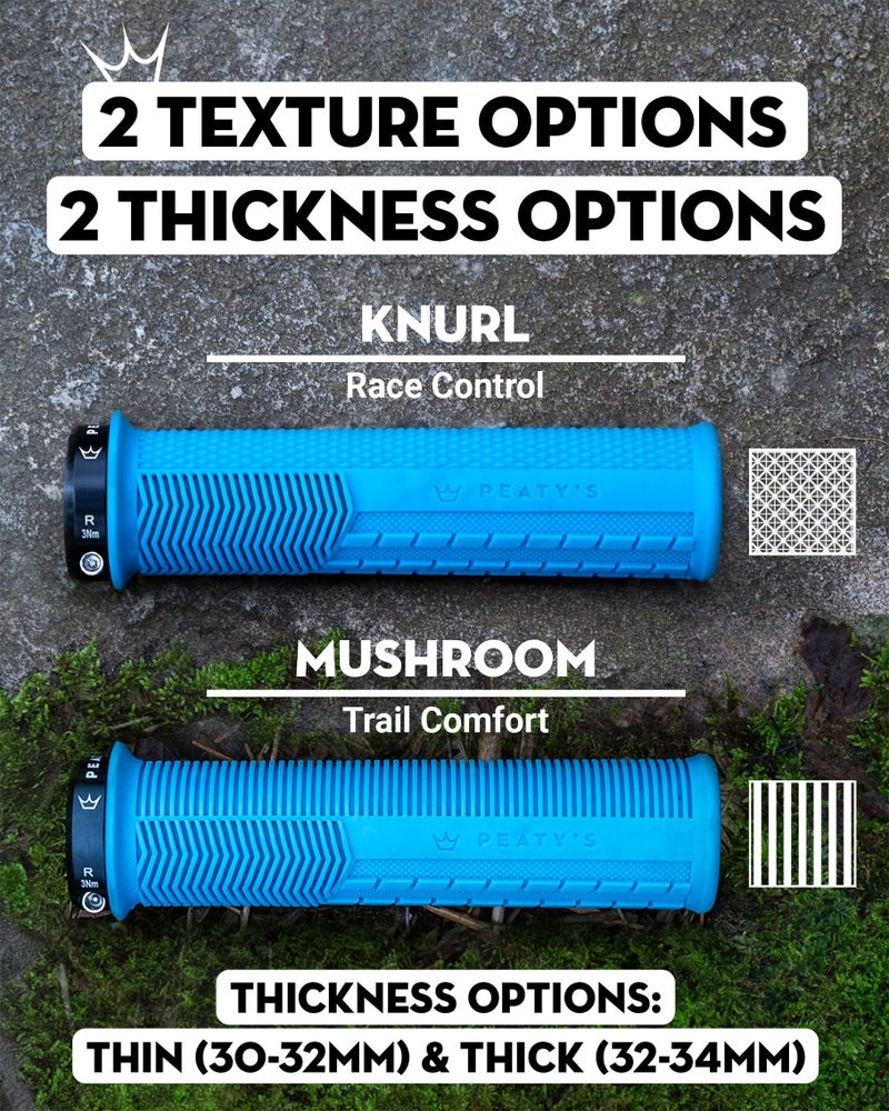 Peaty'S Monarch Grips - Blue/Mushroom/Thick - Trail Comfort  Durable  Ergonomic Finger Bars  Support Thumb Pad  All Day Riding  All Weather & Terrain  Mtb Enduro Downhill Ebike Mountain Bike - Image 2