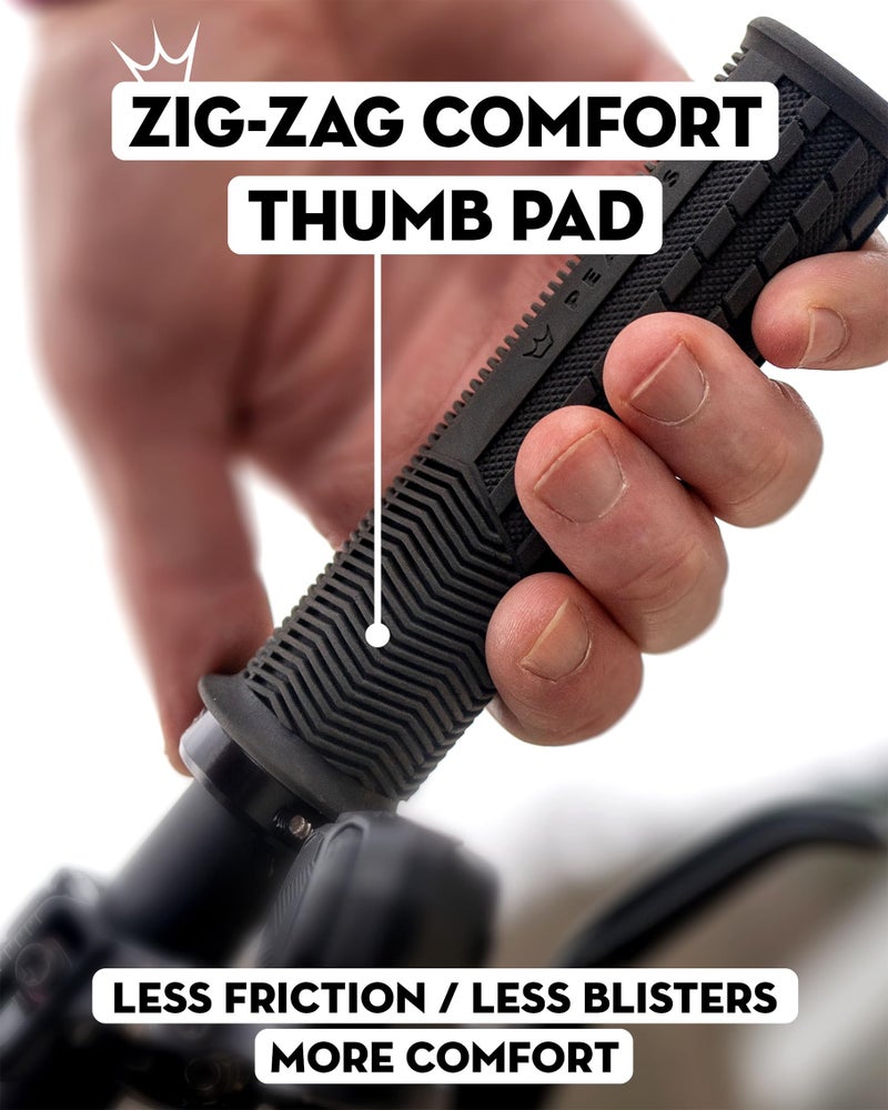 Peaty'S Monarch Grips - Blue/Mushroom/Thick - Trail Comfort  Durable  Ergonomic Finger Bars  Support Thumb Pad  All Day Riding  All Weather & Terrain  Mtb Enduro Downhill Ebike Mountain Bike - Image 4