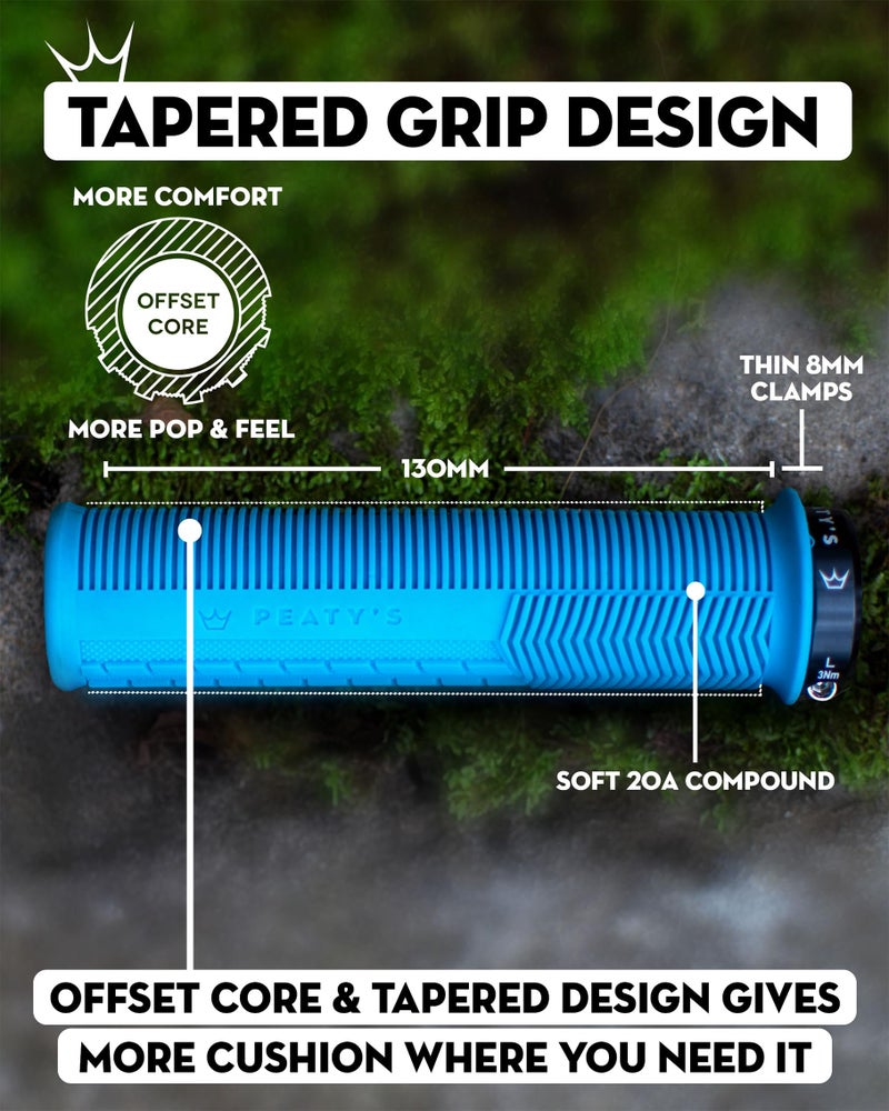 Peaty'S Monarch Grips - Blue/Mushroom/Thick - Trail Comfort  Durable  Ergonomic Finger Bars  Support Thumb Pad  All Day Riding  All Weather & Terrain  Mtb Enduro Downhill Ebike Mountain Bike - Image 3