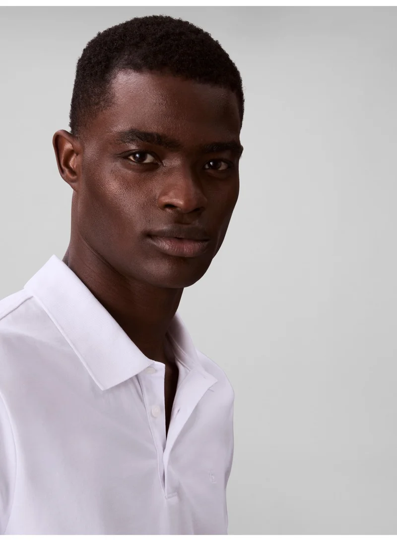 Calvin Klein Jeans Brilliant White Smooth Cotton Polo Shirt for Men | Best Price UAE