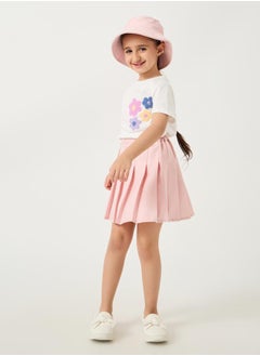 Styli Toddler Girls grown on sleeve t-shirt with crochet flower  - Image 2