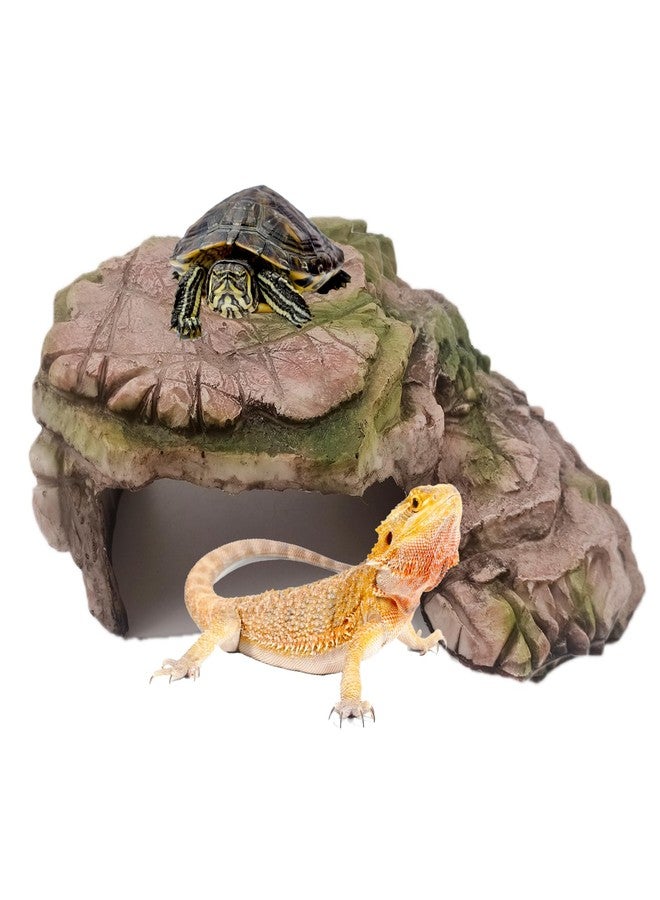kathson Turtle Basking Platform Resin Bearded Dragon Hides and Caves with Ramp Reptile Resting Terrace Turtle Tank Decorations for Frogs,Tortoise,Lizard,Leopard,Crested Gecko - Image 1