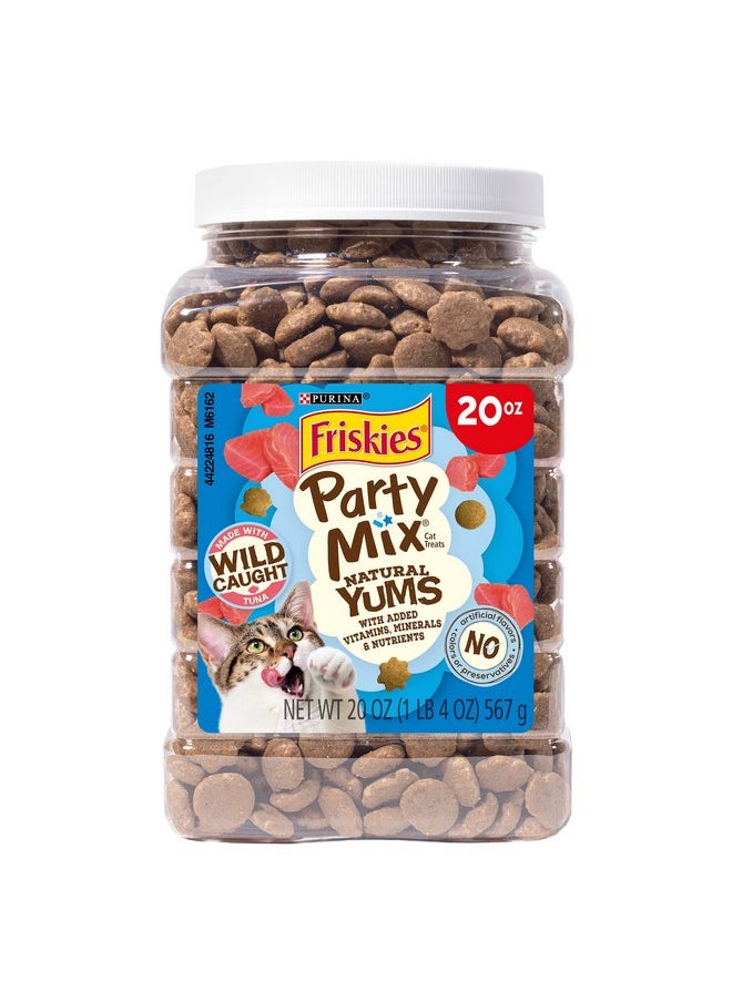 PURINA - Purina Friskies Natural Cat Treats, Party Mix Natural Yums With Wild Caught Tuna and added vitamins, minerals and nutrients - 20 oz. Canister - Image 1