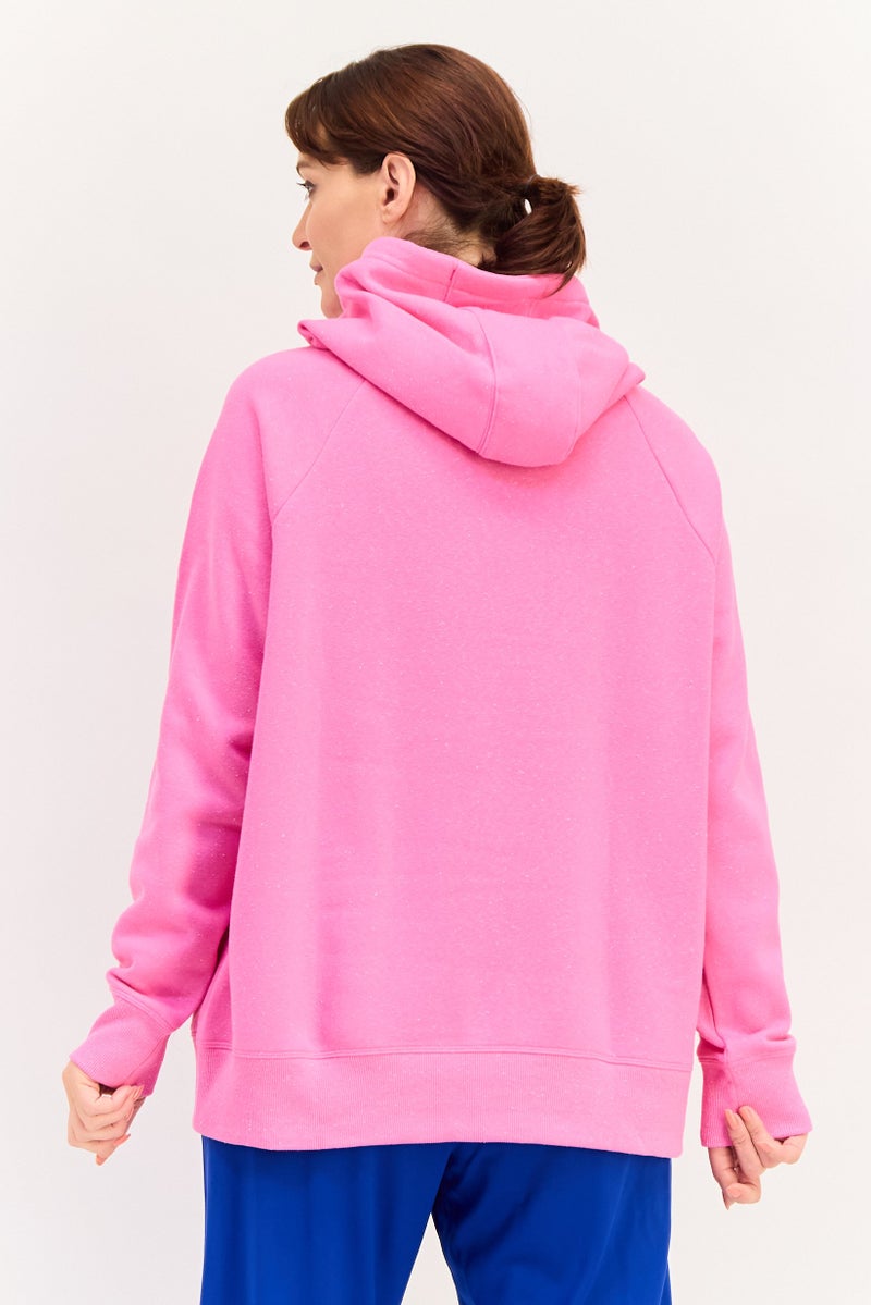 UNDER ARMOUR Women Loose Fit Long Sleeves Outdoor Hoodie, Pink - Image 3