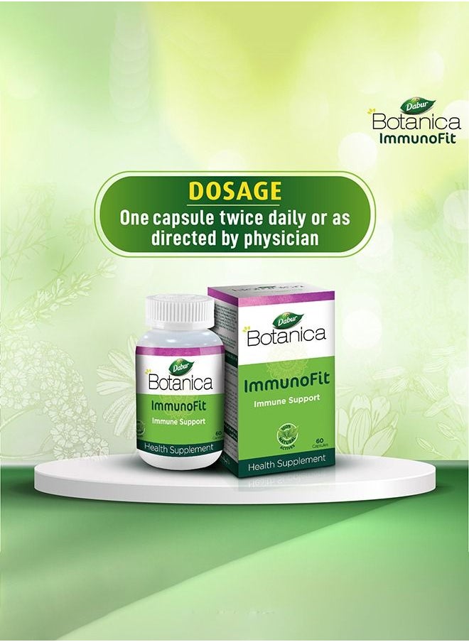 Dabur - Dabur Botanica Immunofit Veg. Capsules Boosts Immunity | Fitness & Well-Being with 12 Super Herbal Ingredients - 60 Tablets. - Image 1