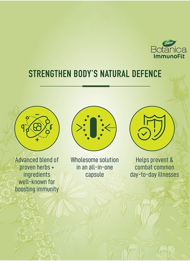Dabur - Dabur Botanica Immunofit Veg. Capsules Boosts Immunity | Fitness & Well-Being with 12 Super Herbal Ingredients - 60 Tablets. - Image 1
