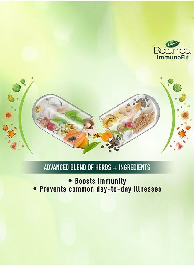 Dabur - Dabur Botanica Immunofit Veg. Capsules Boosts Immunity | Fitness & Well-Being with 12 Super Herbal Ingredients - 60 Tablets. - Image 1