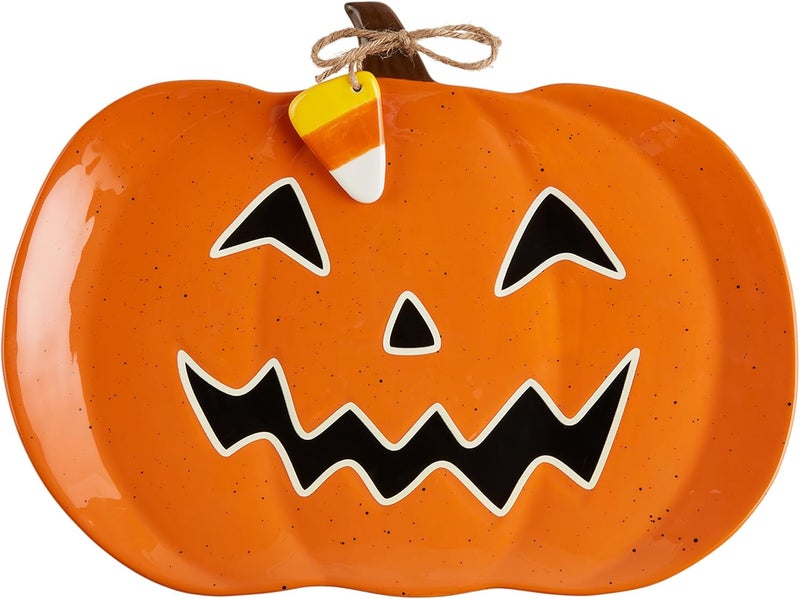 Mud Pie Pumpkin Glow In Dark Platter 12 x 16 - Image 1