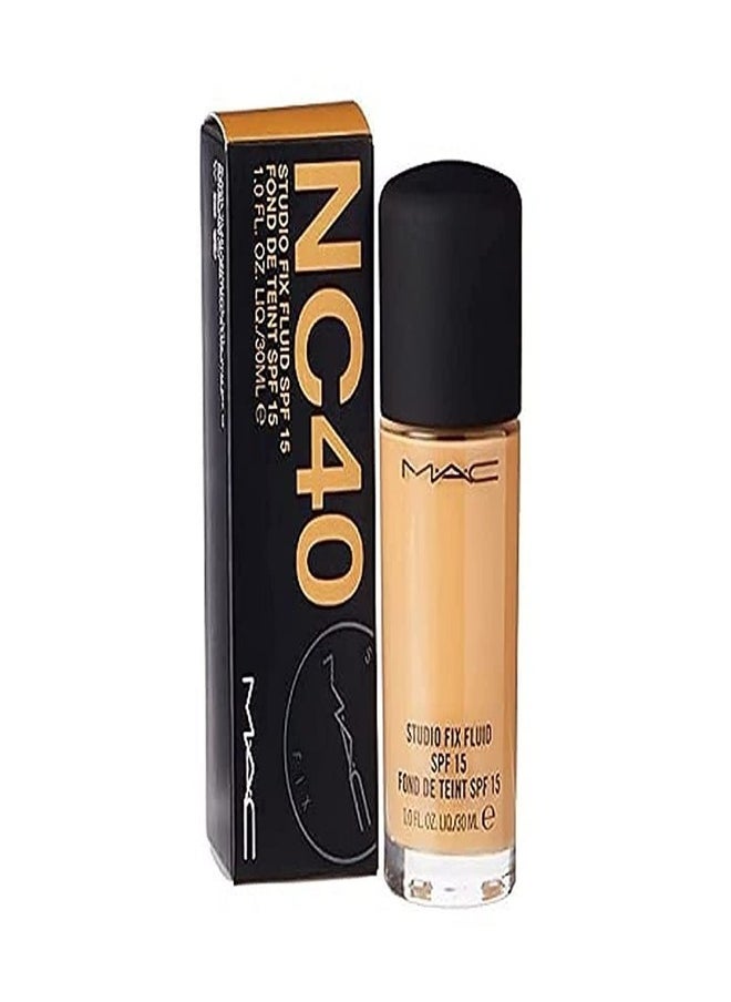 MAC Cosmetics - MAC Studio Fix Fluid SPF 15 Foundation NC40 – 24HR Long-Wear, Matte Finish, Oil Control, Medium-to-Full Coverage - Image 1