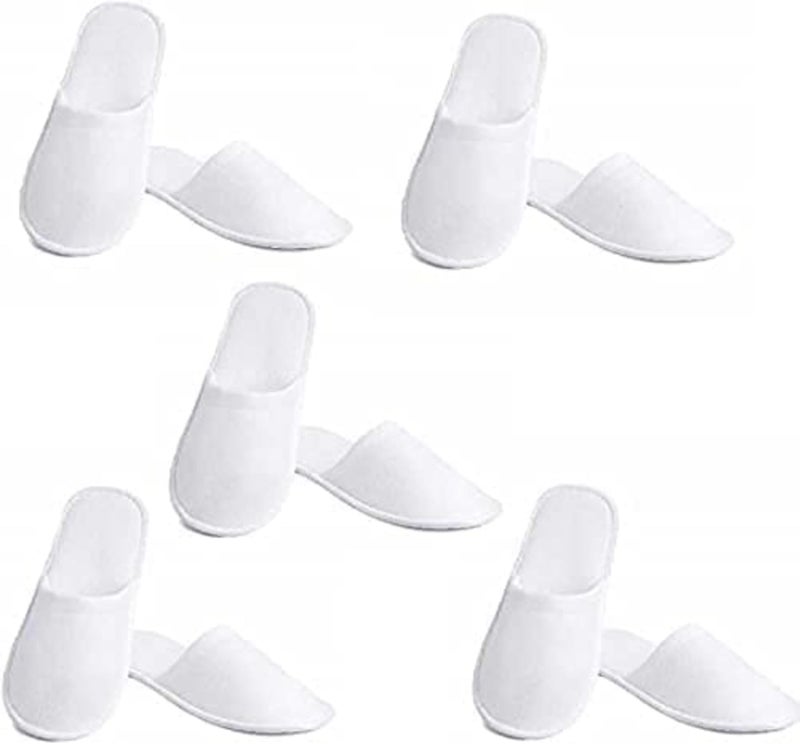 KUDIZE Disposable Terry Towel Anti Slip White Slipper for Hotel Spa Clinic Home Bathroom use and throw washroom slipper (Pack Of 5 Pairs) - Image 1