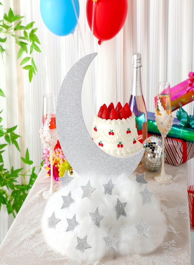 Soulchen 39 Pcs Little Star Table Centerpieces Baby Shower Centerpiece Gender Reveal Decorations 3D Star Moon Cloud Party Room Decor Fake Clouds Prop for Birthday Wedding Christmas Halloween (Silver) - Image 3