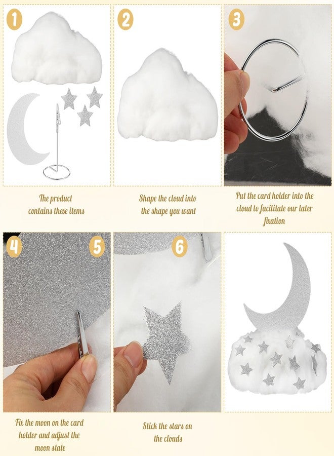 Soulchen 39 Pcs Little Star Table Centerpieces Baby Shower Centerpiece Gender Reveal Decorations 3D Star Moon Cloud Party Room Decor Fake Clouds Prop for Birthday Wedding Christmas Halloween (Silver) - Image 5