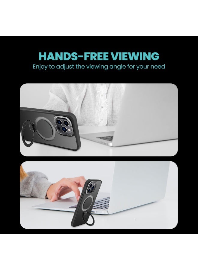 AZTECH Super Matte Case for iPhone 15 Plus with Magnetic safe Compatible Kickstand Ring, Anti-Shock, Black | AZTSMBLK-IP15PLUS - Image 3