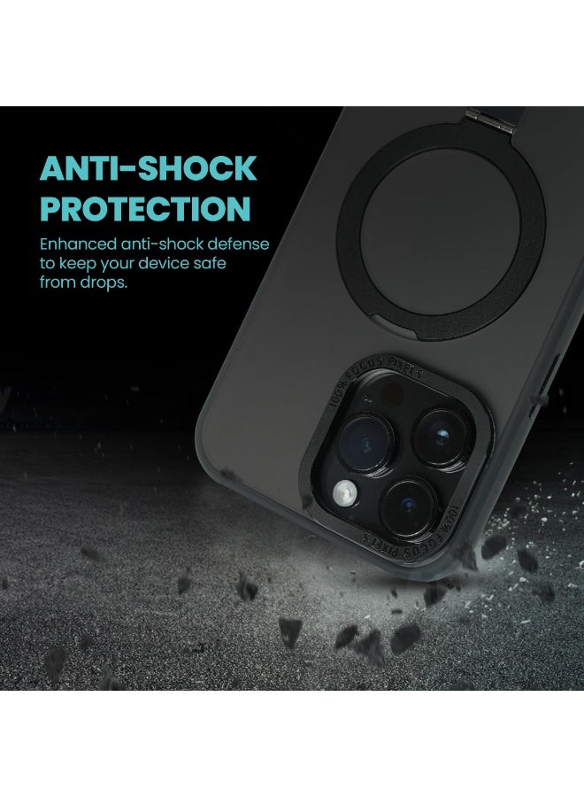 AZTECH Super Matte Case for iPhone 15 Plus with Magnetic safe Compatible Kickstand Ring, Anti-Shock, Black | AZTSMBLK-IP15PLUS - Image 4