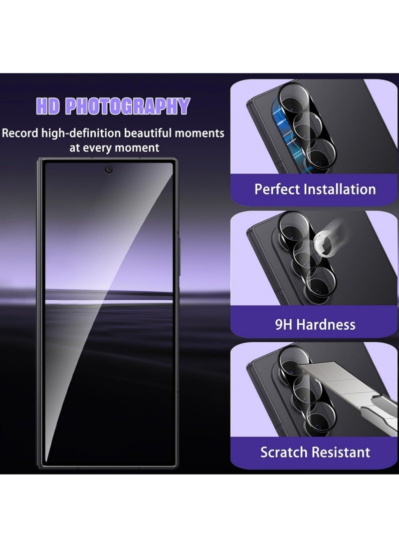 Aookay [2+2]  Privacy Screen Protector for Samsung Galaxy Z Fold 7 5G, 2 9H Anti-Spy Tempered Glass Film + 2 Camera Lens Protector, Anti-Scratch, Anti-Peeping Screen Protector for Z Fold 7 - Image 2