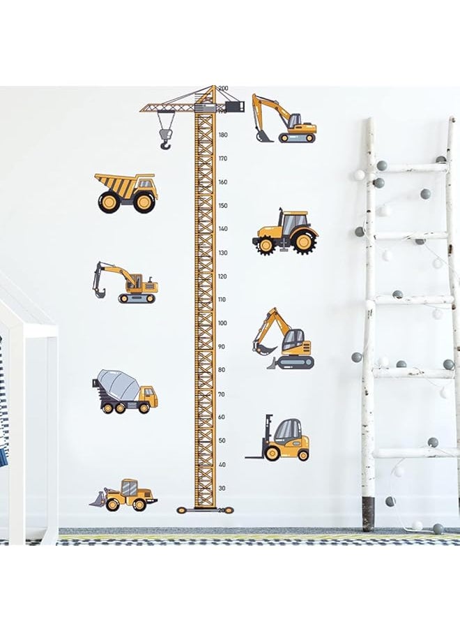 erorex Height Chart Sticker Tower Crane Kids Growth Chart Wall Decals Construction Vehicles Height Chart Sticker Removable Wall Sticker Decal Peel And Stick Wall Decor Children Kids Baby Home Room  - Image 4