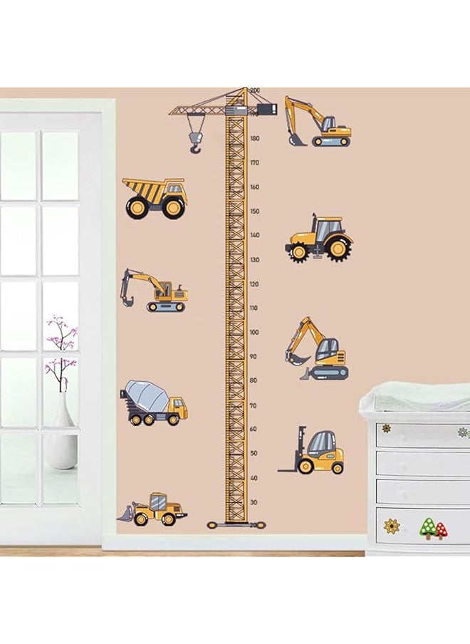 erorex Height Chart Sticker Tower Crane Kids Growth Chart Wall Decals Construction Vehicles Height Chart Sticker Removable Wall Sticker Decal Peel And Stick Wall Decor Children Kids Baby Home Room  - Image 3