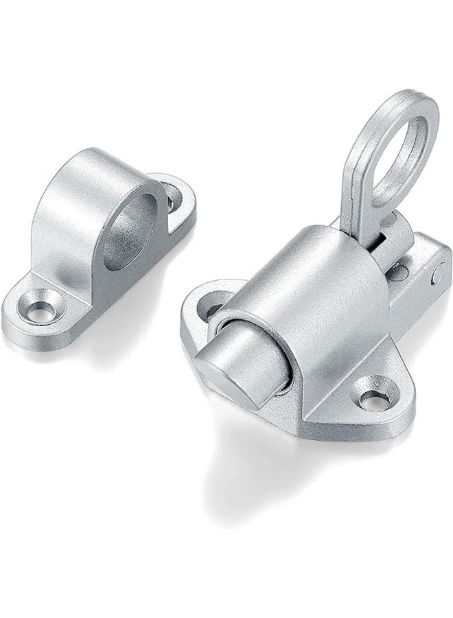 2 Pcs Self-Closing Latches Spring Door Lock Resilient Bolt Latch Aluminum Alloy Safety Automatic Spring Barrel Slide Door Lock with Screws Self-Closing Latch Used for Gate Window and Cabinet Silver  - Image 5