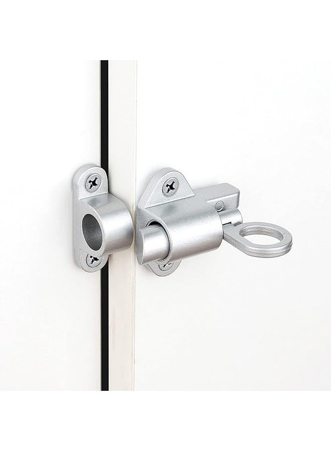 2 Pcs Self-Closing Latches Spring Door Lock Resilient Bolt Latch Aluminum Alloy Safety Automatic Spring Barrel Slide Door Lock with Screws Self-Closing Latch Used for Gate Window and Cabinet Silver  - Image 2