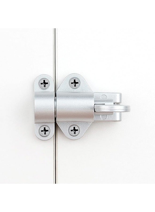 2 Pcs Self-Closing Latches Spring Door Lock Resilient Bolt Latch Aluminum Alloy Safety Automatic Spring Barrel Slide Door Lock with Screws Self-Closing Latch Used for Gate Window and Cabinet Silver  - Image 3