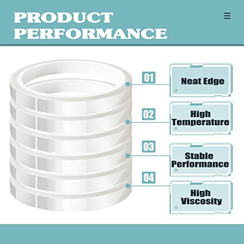 MEBMIK 6 Rolls 10mm x33m(108ft) Clear Heat Tape,Transparent High Temperature Heat Resistant Tape,Heat Transfer Tape for Heat Press and Sublimation,Heat Transfer Vinyl,No Residue - Image 3