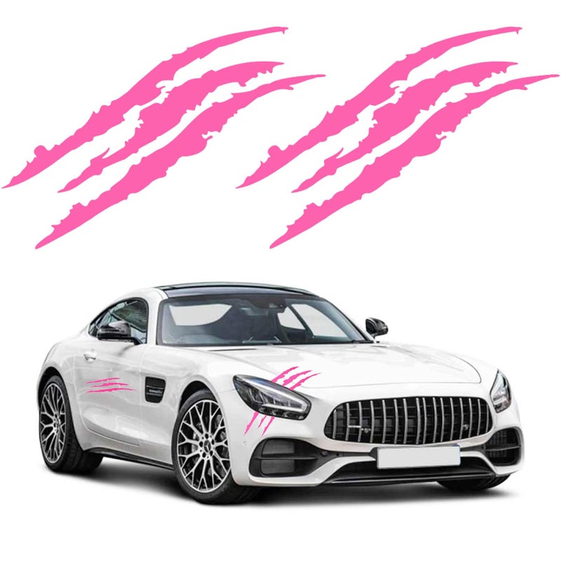 YGMONER Claw Mark Car Decals 16 Inch Car Headlight Stickers Monster Claw Scratch Sticker for Dodge Challenger Charger Pack of 2 Pink