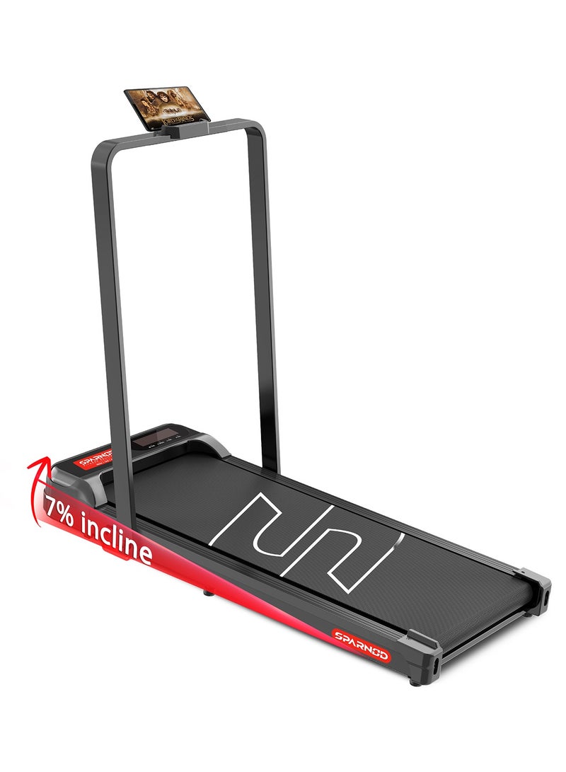 Sparnod Fitness STH-3004N - 2 in 1 Walking Pad Treadmill for Home Use, 1–10 km/h, Foldable Rail, 7% Incline, LED Display, Shock Absorption, No Installation, 90kg Capacity for Home & Office Use - Image 1
