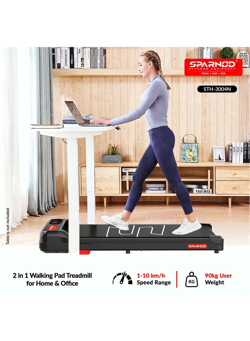 Sparnod Fitness STH-3004N - 2 in 1 Walking Pad Treadmill for Home Use, 1–10 km/h, Foldable Rail, 7% Incline, LED Display, Shock Absorption, No Installation, 90kg Capacity for Home & Office Use - Image 2